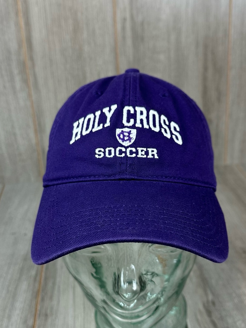 College Of The Holy Cross Hat Soccer Purple Strap Back Cap